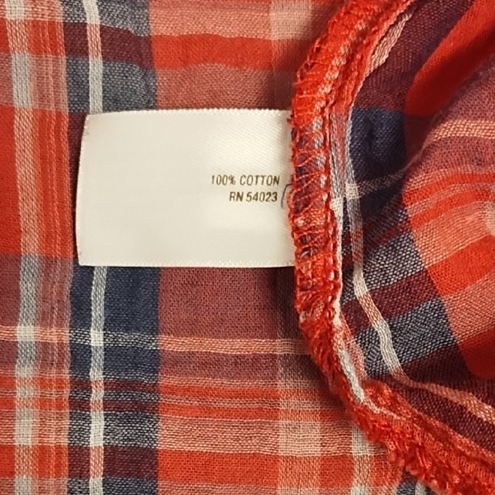 Old Navy Red and Blue Plaid Button Down Shirt 100% Cotton - Picture 6 of 8